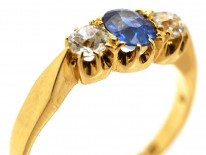 Edwardian Sapphire ​& Diamond Three Stone Ring