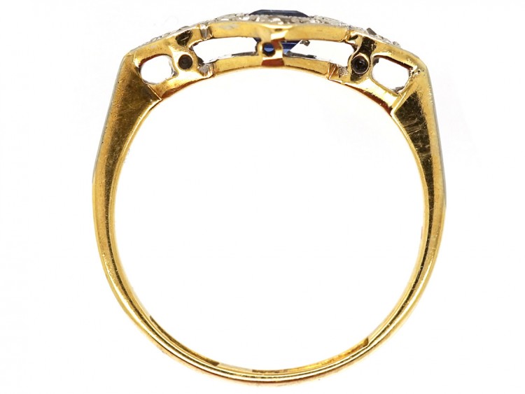 Art Deco 18ct Gold ​& Platinum, Sapphire ​& Diamond Ring