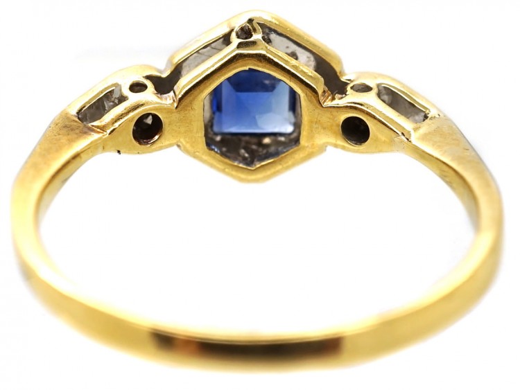 Art Deco 18ct Gold ​& Platinum, Sapphire ​& Diamond Ring