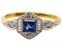 Art Deco 18ct Gold ​& Platinum, Sapphire ​& Diamond Ring