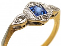 Art Deco 18ct Gold ​& Platinum, Sapphire ​& Diamond Ring