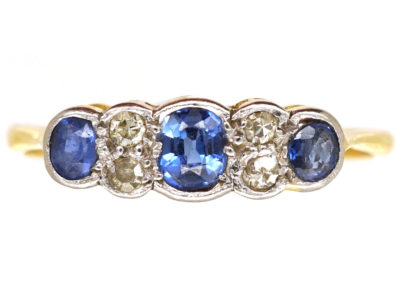 Edwardian 18ct Gold ​& Platinum, Sapphire ​& Diamond Ring