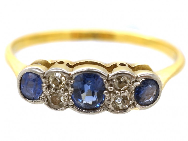 Edwardian 18ct Gold ​& Platinum, Sapphire ​& Diamond Ring