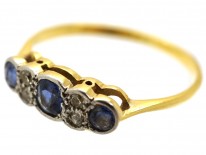 Edwardian 18ct Gold ​& Platinum, Sapphire ​& Diamond Ring
