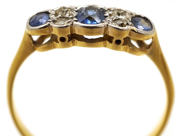 Edwardian 18ct Gold ​& Platinum, Sapphire ​& Diamond Ring