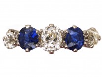 18ct White Gold, Sapphire ​& Diamond Five Stone Ring