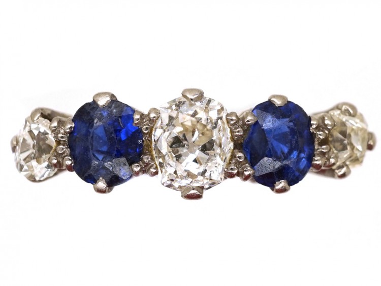 18ct White Gold, Sapphire ​& Diamond Five Stone Ring