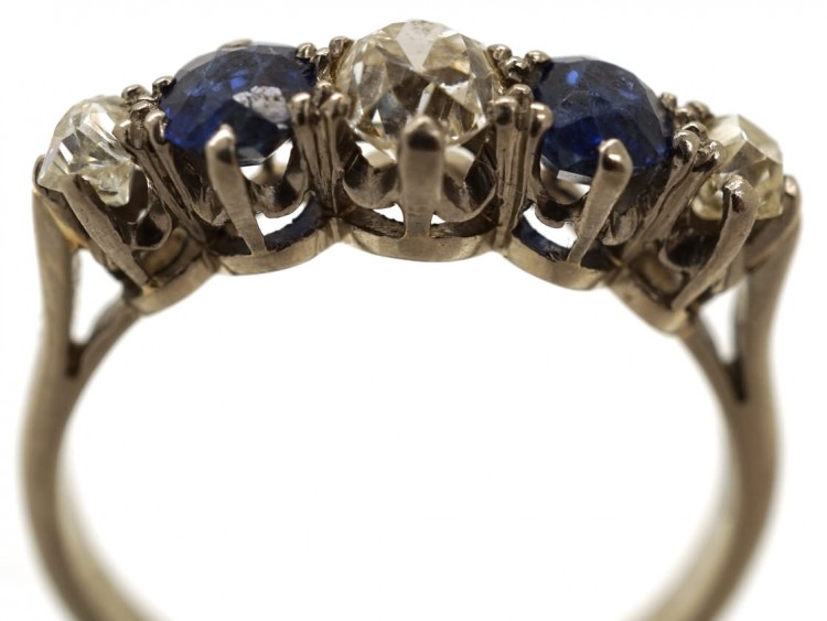 18ct White Gold, Sapphire ​& Diamond Five Stone Ring