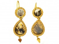 Georgian 18ct Gold Fern Agate Drop Earrings