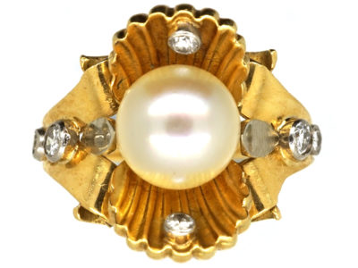 Pearl in The Oyster Shell 18ct Gold Ring
