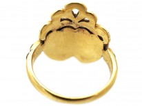 Victorian 18ct Gold Natural Pearl & Garnet Double Heart Ring