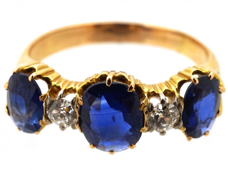 Edwardian Five Stone Sapphire & Diamond Ring