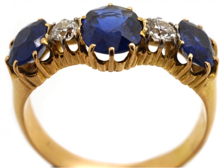 Edwardian Five Stone Sapphire & Diamond Ring