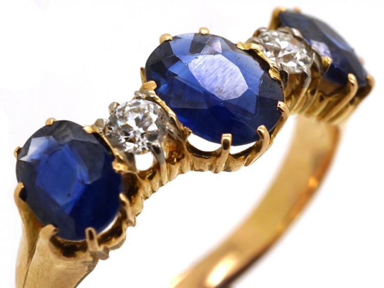 Edwardian Five Stone Sapphire & Diamond Ring