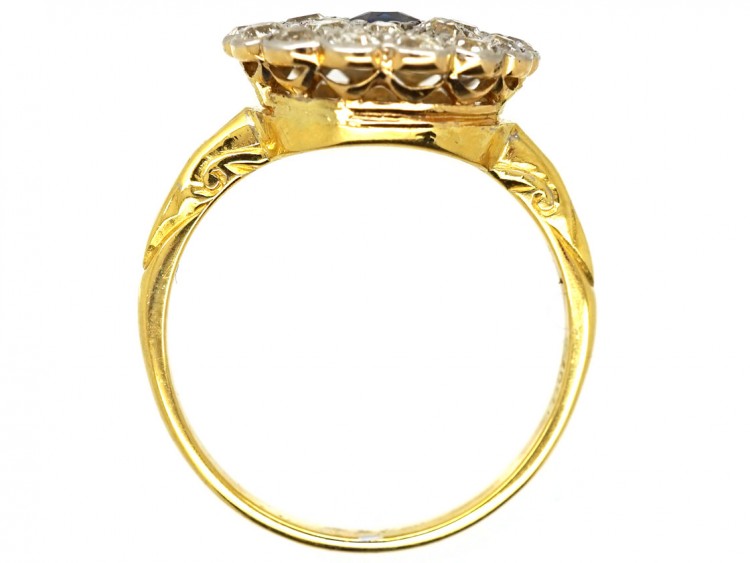 Edwardian Large Diamond & Sapphire Cluster Ring