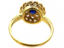 Edwardian Large Diamond & Sapphire Cluster Ring