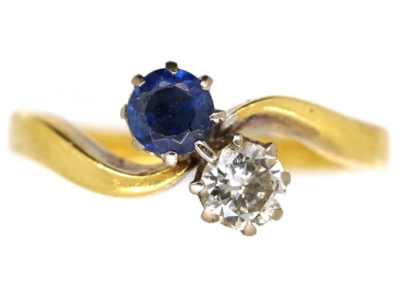 Art Nouveau Sapphire & Diamond Twist Ring
