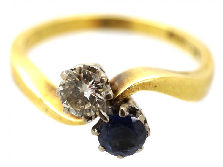 Art Nouveau Sapphire & Diamond Twist Ring