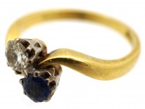 Art Nouveau Sapphire & Diamond Twist Ring