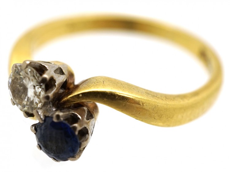 Art Nouveau Sapphire & Diamond Twist Ring