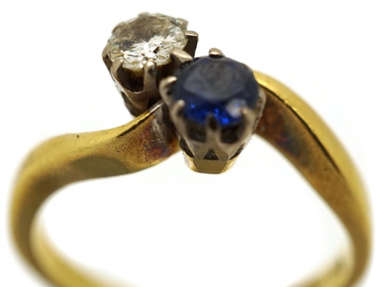 Art Nouveau Sapphire & Diamond Twist Ring