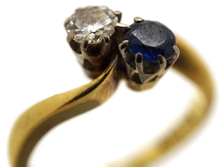 Art Nouveau Sapphire & Diamond Twist Ring