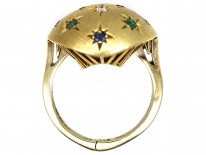 Multi Gem 18ct Gold Retro Ring