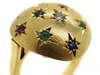 Multi Gem 18ct Gold Retro Ring