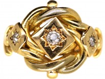 18ct Gold Large Victorian Diamond Set Knot Ring