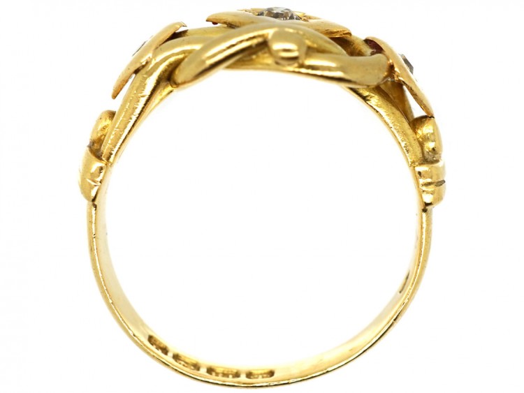 18ct Gold Large Victorian Diamond Set Knot Ring