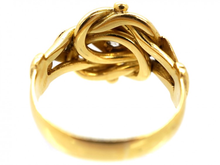 18ct Gold Large Victorian Diamond Set Knot Ring