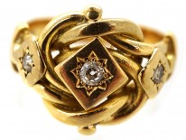 18ct Gold Large Victorian Diamond Set Knot Ring