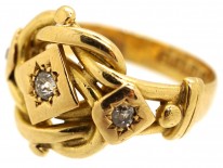 18ct Gold Large Victorian Diamond Set Knot Ring