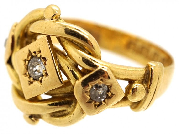 18ct Gold Large Victorian Diamond Set Knot Ring