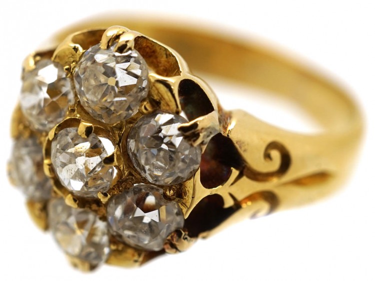 Victorian 18ct Gold Diamond Cluster Ring