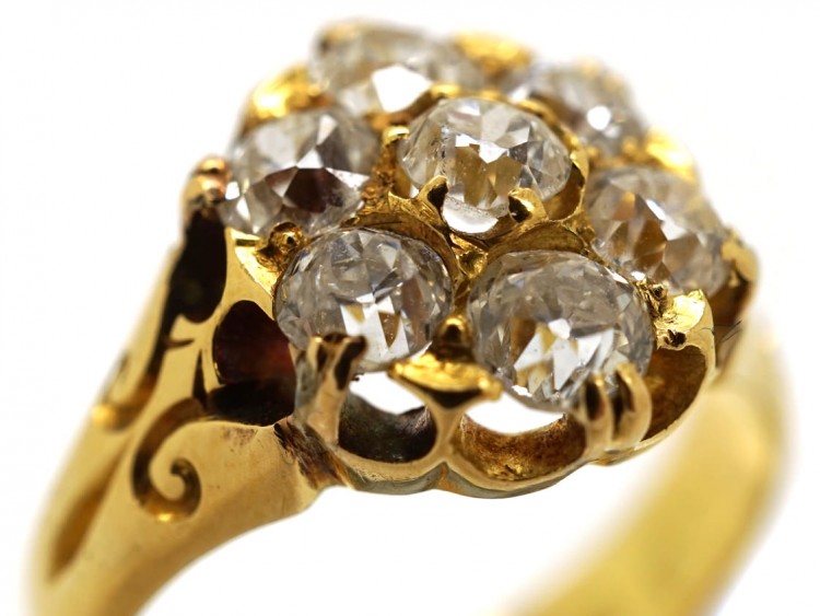 Victorian 18ct Gold Diamond Cluster Ring