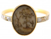 18ct Gold & White Enamel Georgian Memorial Ring