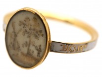 18ct Gold & White Enamel Georgian Memorial Ring