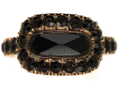 Gold & Vauxhall Glass Georgian Mourning Ring