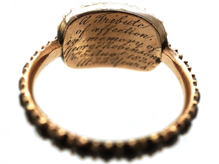 Gold & Vauxhall Glass Georgian Mourning Ring