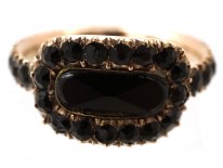 Gold & Vauxhall Glass Georgian Mourning Ring