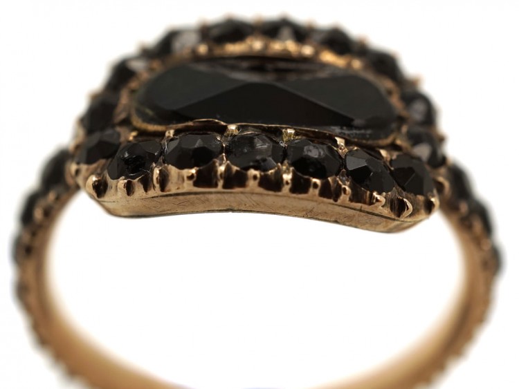 Gold & Vauxhall Glass Georgian Mourning Ring