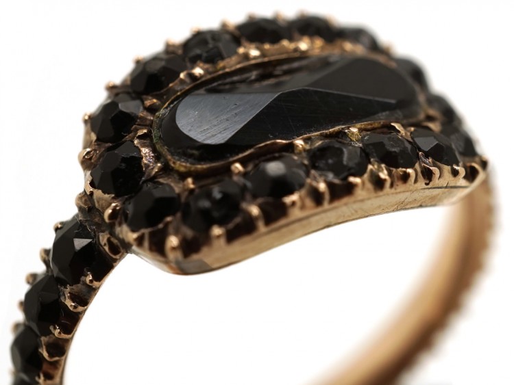 Gold & Vauxhall Glass Georgian Mourning Ring