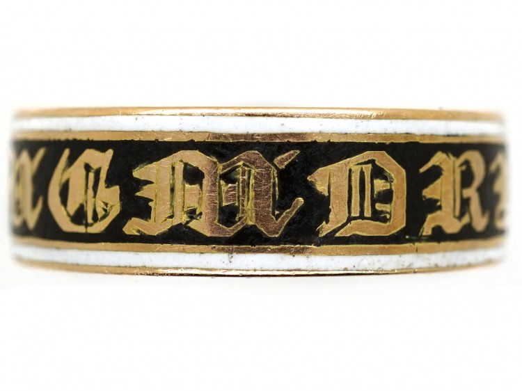 15ct Gold & Enamel Georgian Memorial Ring