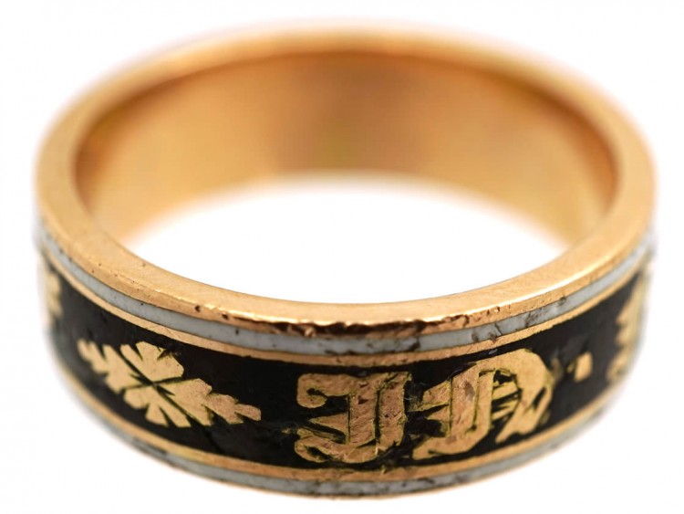 15ct Gold & Enamel Georgian Memorial Ring
