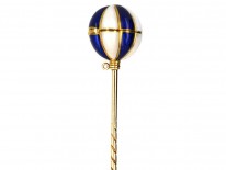 Victorian 18ct Gold , Blue ​& White Enamel Opening Balloon Stick Pin