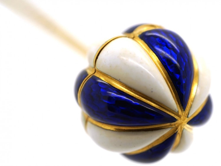 Victorian 18ct Gold , Blue ​& White Enamel Opening Balloon Stick Pin