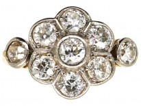 Edwardian Diamond Cluster Ring With Diamond Set Shoulders