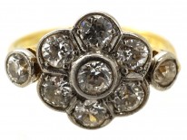 Edwardian Diamond Cluster Ring With Diamond Set Shoulders
