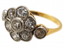 Edwardian Diamond Cluster Ring With Diamond Set Shoulders